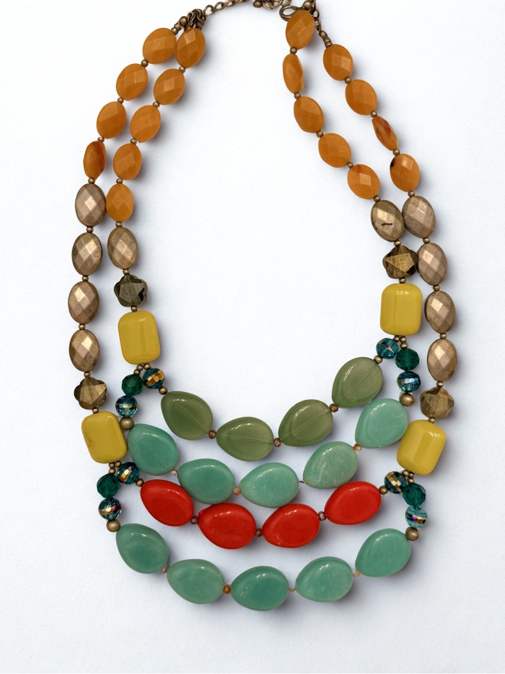 Colorful Multi Strand Beaded Statement Necklace Boho Resort Jewelry - Boutique